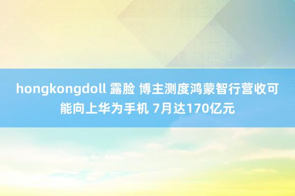 hongkongdoll 露脸 博主测度鸿蒙智行营收可能向上华为手机 7月达170亿元