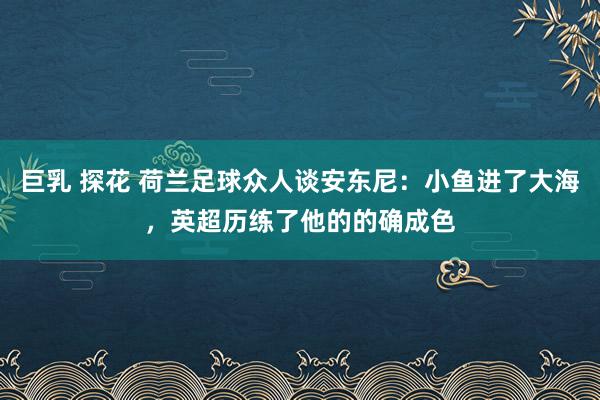 巨乳 探花 荷兰足球众人谈安东尼：小鱼进了大海，英超历练了他的的确成色