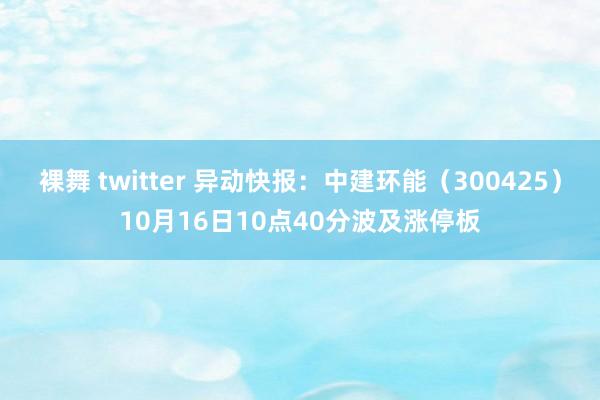 裸舞 twitter 异动快报：中建环能（300425）10月16日10点40分波及涨停板