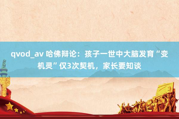 qvod_av 哈佛辩论：孩子一世中大脑发育“变机灵”仅3次契机，家长要知谈