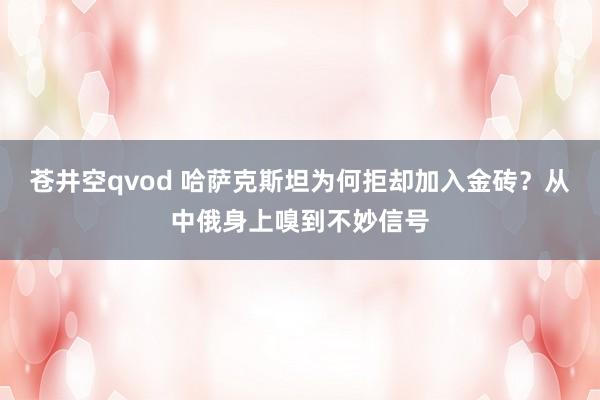 苍井空qvod 哈萨克斯坦为何拒却加入金砖？从中俄身上嗅到不妙信号