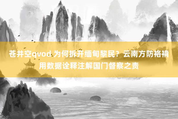 苍井空qvod 为何拆开缅甸黎民？云南方防袼褙用数据诠释注解国门督察之责