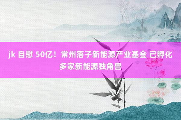 jk 自慰 50亿！常州落子新能源产业基金 已孵化多家新能源独角兽