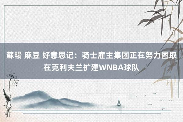 蘇暢 麻豆 好意思记：骑士雇主集团正在努力图取在克利夫兰扩建WNBA球队