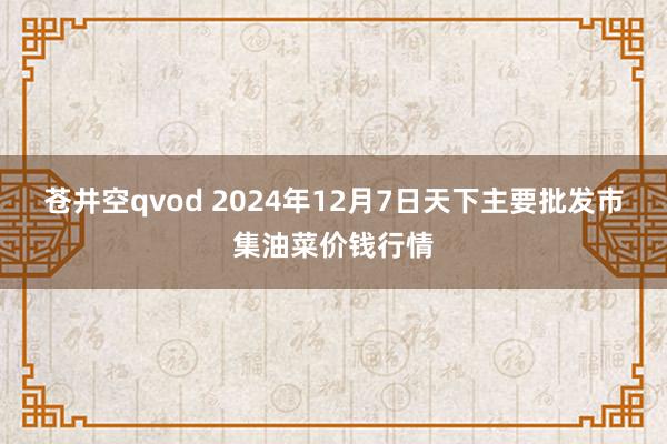 苍井空qvod 2024年12月7日天下主要批发市集油菜价钱行情