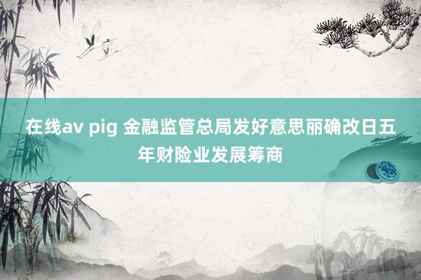 在线av pig 金融监管总局发好意思丽确改日五年财险业发展筹商