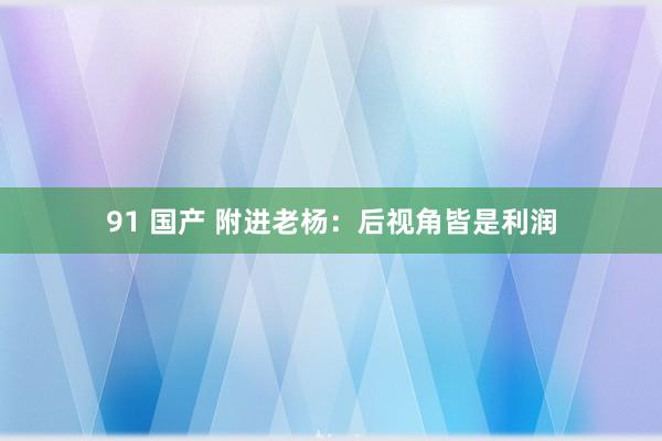 91 国产 附进老杨：后视角皆是利润