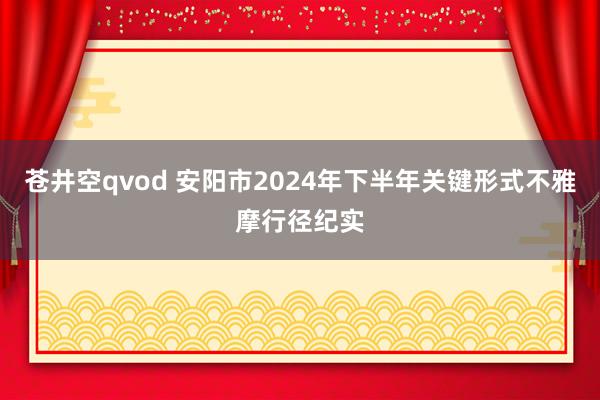 苍井空qvod 安阳市2024年下半年关键形式不雅摩行径纪实