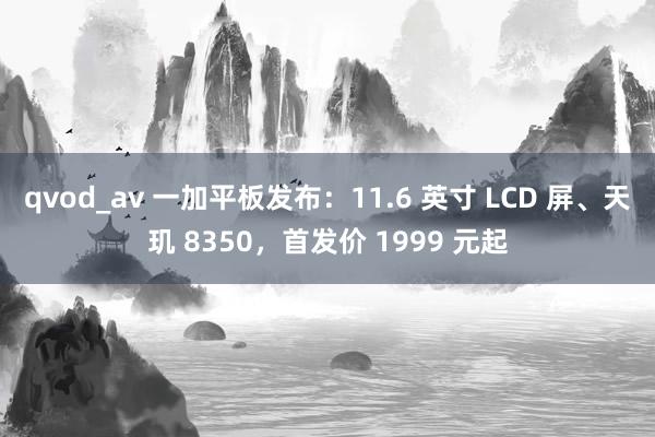 qvod_av 一加平板发布：11.6 英寸 LCD 屏、天玑 8350，首发价 1999 元起