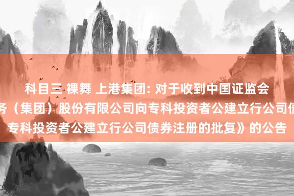 科目三 裸舞 上港集团: 对于收到中国证监会《对于开心上海海外港务（集团）股份有限公司向专科投资者公建立行公司债券注册的批复》的公告