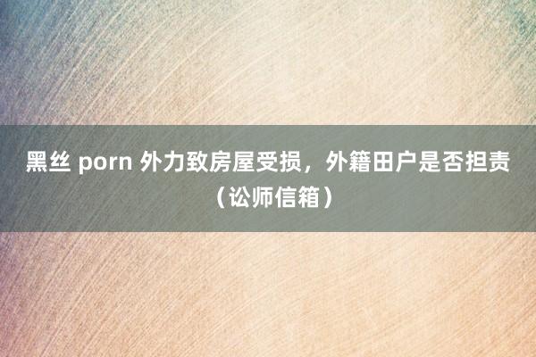 黑丝 porn 外力致房屋受损，外籍田户是否担责（讼师信箱）