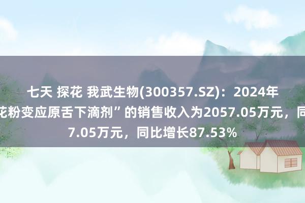 七天 探花 我武生物(300357.SZ)：2024年1-9月“黄花蒿花粉变应原舌下滴剂”的销售收入为2057.05万元，同比增长87.53%