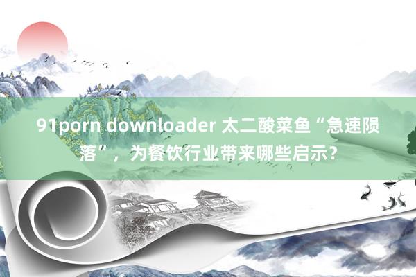 91porn downloader 太二酸菜鱼“急速陨落”，为餐饮行业带来哪些启示？